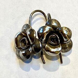 Sterling Silver Rose Earrings-Reserved
